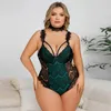 Vêtements de nuit pour femmes, body, chemises de nuit sexy, col en V, garniture en dentelle, bretelles, combinaisons, grande taille, pur désir, pyjama pour dames