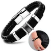 Kettenleder Titanium Stahl gewebtes Schnallen Armband für Herren Tai Chi Armband Vintage Armband Juwely Geschenkarmband 24325