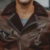 Jaqueta de couro genuíno masculino pele de porco jaquetas de couro real com pele sintética shearling motocicleta bombardeiro jaquetas aviador casaco masculino s4nz #
