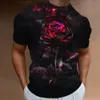 Fi Mannen T-shirt 3D Fr Print Korte Mouw Tops Straat Casual Rose T-shirt Streetwear Oversized T-shirt Mannen kleding X1od #