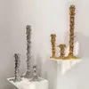 Golden Candlestick Candle Holder Resin Plated Surface Melt Shape Wedding Centerpieces Dining Table Home Furnishing Decoration 240314