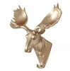 Stickers Nordic creative animal head decorative hook resin deer head wall decoration wall hanging porch key wall hanging hook