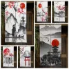 Шторы японские пейзажные чернила живопись дверной занавес
