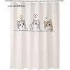 Rideaux Chiot Chat Mignon Dessin Animé Rideaux De Douche Lavable Tissu Polyester pour Baignoire Art Salle De Bain Décor Cloison avec Crochets Imperméable