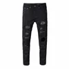 sokotoo hommes slim skinny cristal strass patchwork jeans déchirés Fi patch pantalon en denim stretch noir v6QE #