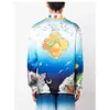 24ss Casablanca New Designer Silk Casual Shirt Print Hawaii Beach Loose Men and Women Couple Versatile Twill Silk Long Sleeve Shirt Tops Casablanc