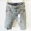 Lila Jeans für Herren, kurze Designer-Jeans, Stickerei, Steppung, zerrissen, für Trendmarke, Vintage-Hose, Vintage-Hose, lässig, solide, klassische, gerade Jeans für Herren, Motorradhose