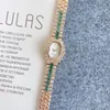 Reloj de marca para mujer y niña, relojes de pulsera de cuarzo con banda de acero estilo cristal colorido CHA46307A