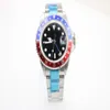 Męski zegarek mechaniczny 116710 Business Casual Nowoczesne srebrne białe stal ze stali nierdzewnej Blue Red Rim Black Dial 4-Pin Calendar261t