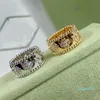 2024 Fyra Leaf Clover Ring Kaleidoscope Designer Rings for Women 18k Gold Silver Diamond Nail Luxury Valentine Party