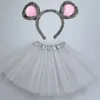 Party Favor Kids Children Girl Mouse Rat Animals Ears Headband Skirt Red White Black Grey Accessories Halloween Costume Cosplay