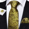 Hals Krawatten Luxus Krawatten für Männer Seide Gold Schwarz Tupfen rot schwarz silberne Krawatte Pocket Square Manschettenknöpfe Set Hochzeitsgeschenk Barrywang 6147 Y240325