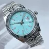 41mm Montres Hommes Montre Hommes Automatique 2813 Asie Turquoise Bleu Argent Rhodium Gris Wimbledon Date Jubilé Bracelet Montres 126334 2697