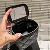 Womens Designer Cowhide Caviar Leather CO CODY MAKEUP BOX BOCS With Mirror Silver Metal Chains Crossbody Shoulity Vanity Cosmetic Case Lipstick Handväskor 11cm/16cm