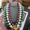 Pendant Necklaces Vintage Purple White Green Glass Pearl Magnetic Universal Chain