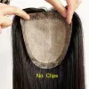 Toppers 13X12CM Injected Silk Skin Base PU Topper Wavy Virgin Chinese Human Hair Topper with 4 Clips In Hair Women Toupee Long 16inch