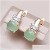 Boucles d'oreilles lustre pendantes Gkins luxe vert naturel Zircon pour femmes 585 couleur or Rose rétro fête bijoux fins cadeau livraison directe Otnex