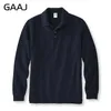 250gsm 8.8oz GAAJ Brand Mens Polo Long Sleeve Shirt 100% Cotton Heavy Weight Casual Business Clothing Solid Polos Shirts Top Man 240314