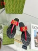 Designer Luksusowe sandały stringi płaskie sandały muły czarne damskie bawełniane pantofel z pudełkiem