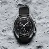Designer Bioceramic Planet Moon Mens Watches Black Sport Watch 42mm Nylon Watches Quartz Clock Relogio Masculino Stainless Sapphir3027