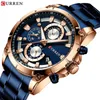 CURREN Design créatif montres hommes montre-bracelet à Quartz de luxe avec chronographe en acier inoxydable montre de Sport horloge masculine Relojes209A