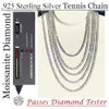 Fine Jewelry Hip Hop Sterling Sier VVS Moissanite Diamond Cluster Iced Out Tennis Chain Bracelet Necklace 4Mm 5Mm Custom