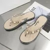 Chinelos plana flip flops sapatos mulher primavera verão 2024 tanga strass moda confortável aberto dedo do pé sandálias de luxo mulheres designers