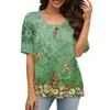 Женские футболки, модные летние повседневные топы с короткими рукавами и цветочным принтом, большая блузка с круглым вырезом Mujer