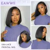 Eawwii Pruik Menselijk 13X4 Lace Front Korte Bob Pruiken voor Vrouwen Lijmloos met babyhaar Recht Natuurlijk Zwart 8 Inch