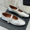 Frauen Kleiderschuhe Alalass New Mary Jane Ballet Flats ausgehöhlten Maschen Sandalen runden Kopf Strass Nieten echte Lederparty Designer Luxus-Laobers Größe 35-42