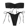 Kvinnors badkläder sexig bandeau mikro bikinis set båge hög midja baddräkt thong biquini conunto de bikini tankini strandkläder