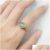 Solitaire Ring 10mm 12mm Stone Stone Rings Sier Gold Color Open Turquoise Amethysts Pink Quartz Crystal Women Party Wedd Dhvhh