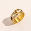 20 stijl Never Fade S Klassieke Designer Ring Damesringen Mode Roestvrij staal Gegraveerd Letterpatroon Verguld Maat Hoge kwaliteit 6-8 Groothandel