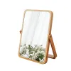 Mirrors 2024 Classic Solid Wood Frame Household Folding 360° Rotatable Dressing Table HD Portable Wallmounted Makeup Mirror Home Decor