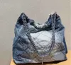 Luxe merk CC denim schoudertassen Klassieke Jean-winkeltassen met portemonnees aan de binnenkant Zilveren ketting Hardware 2024 Nieuwe casual handtassen Commuter bag6f