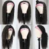 Eooma Headband Human for Black Women 10A 180% Density Brazilian Kinky Curly Wigs Scarf Gluelees Remy Hair