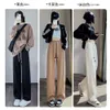 White Wide Legged Pants for Women's Spring and Autumn Thin 2024 New High Waist Slimming Narrow Straight Short Casual Pants