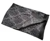 Bufanda larga para hombre 100Seda gris oscuro Doble Paisley 170x27cm