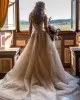 Bohemian Summer Wedding Dresses Sexy Backless Sweetheart Appliques Lace Tulle Long Bridal Gowns Beach Garden Boho Robes Custom Made BC15495