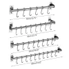 Rails Wall Mounted Utensil Rack Stainless Steel Hanging Kitchen Rail with 6/8/10 Removable Hooks Hanger Organizer