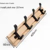 Rails träväggmonterad kappkrokklädrockhandduk Hängare Hat Bag krokar Living Bedroom Badrum 5 Hooks Hushållsprodukter WJ901