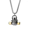 Pendant Necklaces Tide Man Power Fist Holding Dumbbell Necklace European And American Fashion Brand Titanium Steel Student Jewelry