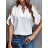 Women's Blouses Europe And The United States 2024 Summer V-neck Temperament Fashion Strapless Sleeve Tops