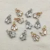 arrival 15x9mm 50pcs Copper Cubic Zirconia Feather shape Charm For Earrings PartsHand Made Earrings Findings Jewelry DIY 240315