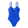 Maillots de bain pour femmes Femmes Monokini Élégant Col V Maillot de bain une pièce pour vêtements de plage plissés avec tissu à séchage rapide Dames d'été