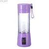 Juicers Electric Juice Mixer Portable Handheld USB Personlig mjölk Smoothie Mixer Cup som används för hempicknick och kontor Purplel2403