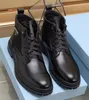 Vinter Men monolith fotled stövlar svart borstat läder nylon snörning teknisk gummisula tossor gentleman combat boot gentleman walking eu38-45