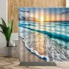 Tende Tramonto Mare Paesaggio Tenda da doccia Spiaggia 3d Decori per bagno Crepuscolo Scenario naturale Decorazione da parete Pittura Tende da bagno in tessuto