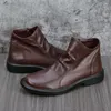 Boots 2024 Leather For Men Brown Rubber Fashion Casual Shoes Male Comfortable Outdoor