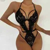 Sexy Set Womens sexy lace lingerie hollow bra set deep V-shaped open bra erotic lingerie set hot sexy transparent tight fitting clothes C24325